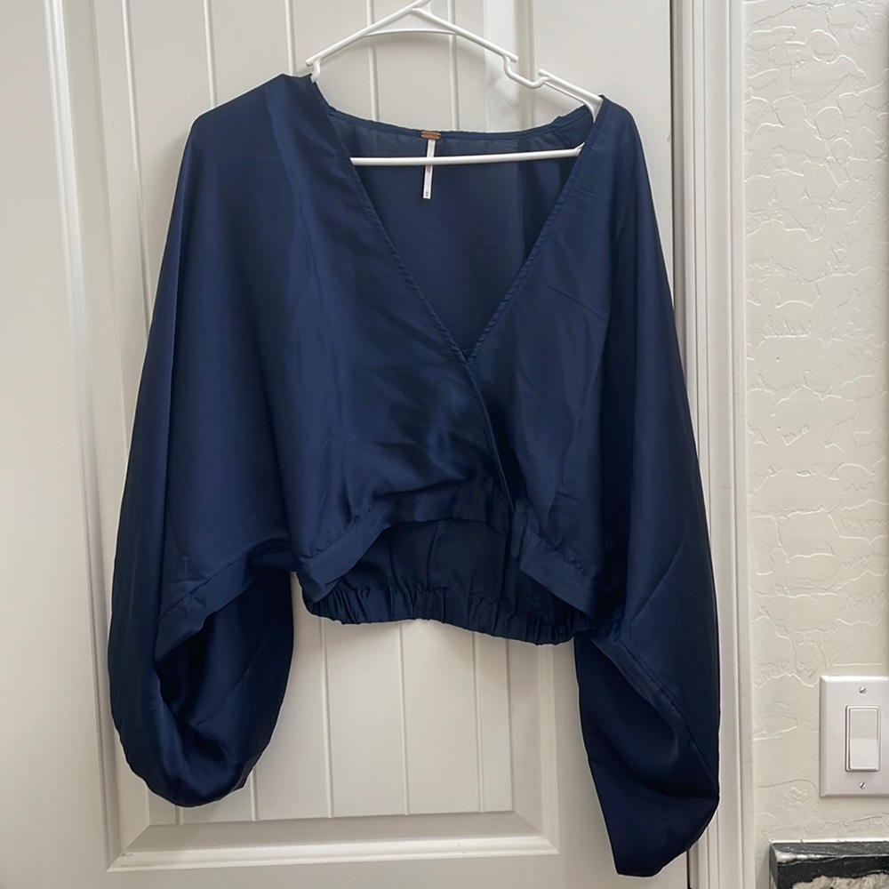 Free People Navy Flowy Top